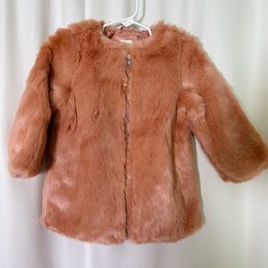 NWT Baby Gap Pink Faux Fur Coat 3T